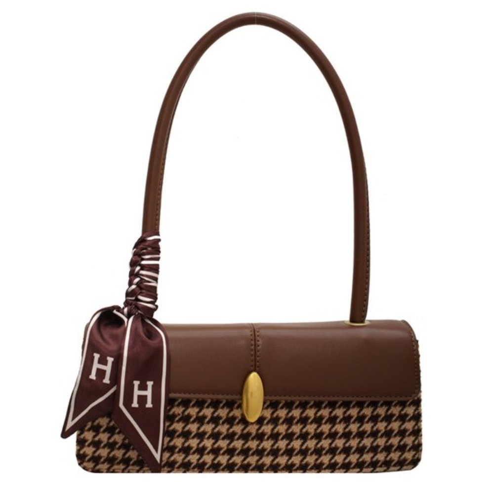 Women Underarm Shoulder Bags Vintage Handbag Retro Classic houndstooth Shoulder